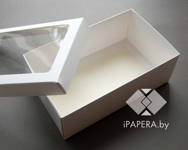 Коробка "Белая с окном" 12*20*7 см (белое дно)