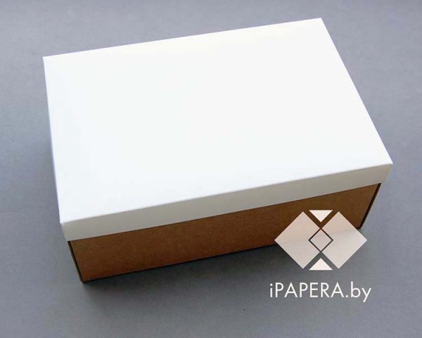 Крафт-коробка "Белая" 35*20*12 см (крафт дно)
