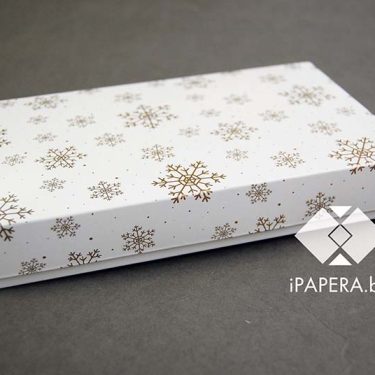 Коробка "Снежинки" 12*20*3 см (белое дно)