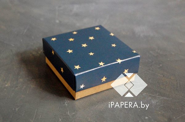 Коробка "Звезды" 7*7*3 см (крафт дно)