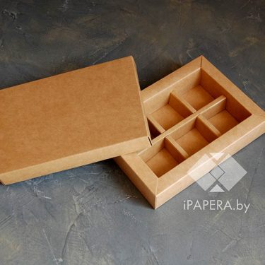 Коробка "Крафт" 6 ячеек (для конфет), набор из 5 штук