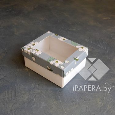 Коробка "Цветущий сад с окном" 10*8*5 см (белое дно)