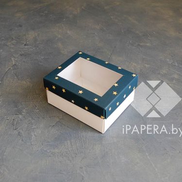 Коробка "Звезды с окном" 10*8*5 см (белое дно)