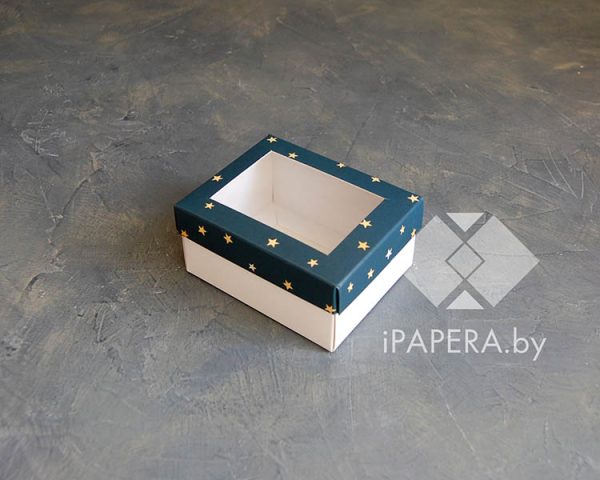 Коробка "Звезды с окном" 10*8*5 см (белое дно)