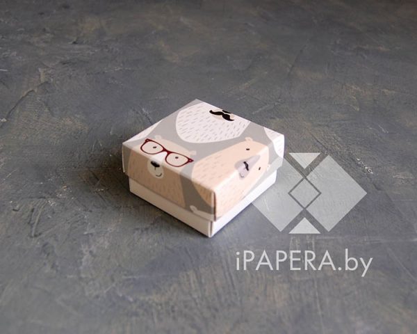 Коробка "Медведи" 5,5*5,5*3 см (белое дно)