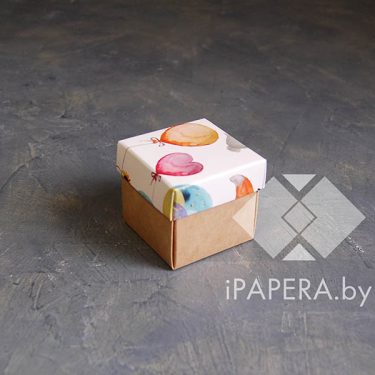 Коробка "Зверята на шариках" 5,5*5,5*5,5 см (крафт дно)