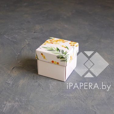 Коробка "Мимоза" 5,5*5,5*5,5 см (белое дно)