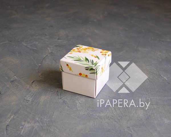 Коробка "Мимоза" 5,5*5,5*5,5 см (белое дно)