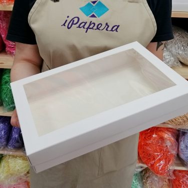 Коробка "Белая с окном" 30*20*5 см (белое дно)