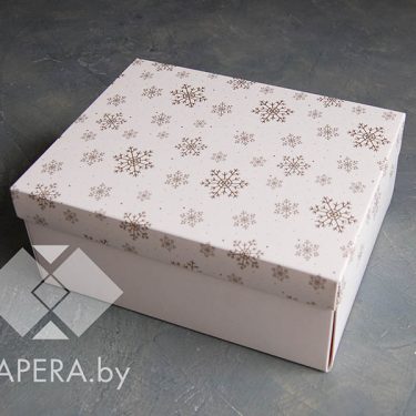Коробка "Снежинки" 21*16,5*9 см (белое дно)