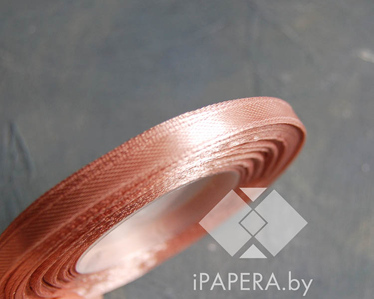 Лента атласная "Бежевая" 6 мм*30 метров