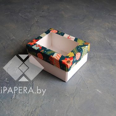 Коробка "Волшебный праздник с окном" 10*8*5 см (белое дно)