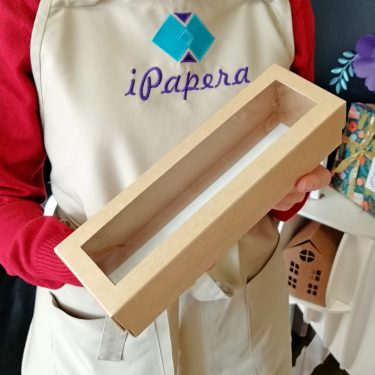 Коробка "Крафт с окном" 23*7*5 см (крафт дно)