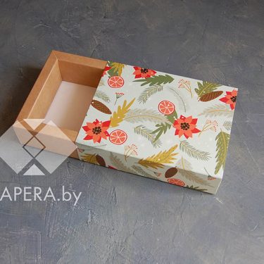 Коробка-пенал "Рождество" 11*16*5 см (крафт дно)