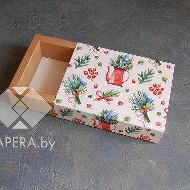 Коробка-пенал "Новогоднее настроение" 11*16*5 см (крафт дно)