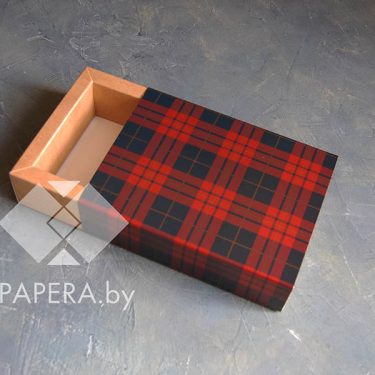 Коробка-пенал "Шотландка" 11*16*5 см (крафт дно)