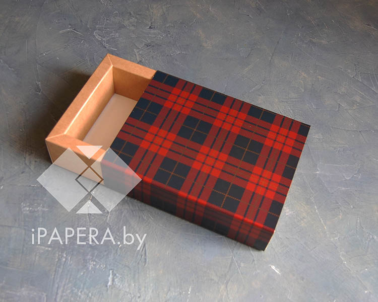 Коробка-пенал "Шотландка" 11*16*5 см (крафт дно)