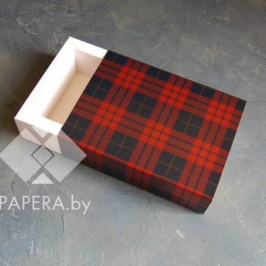 Коробка-пенал "Шотландка" 11*16*5 см (белое дно)