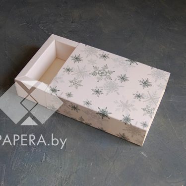 Коробка-пенал "Акварельные снежинки" 11*16*5 см (белое дно)