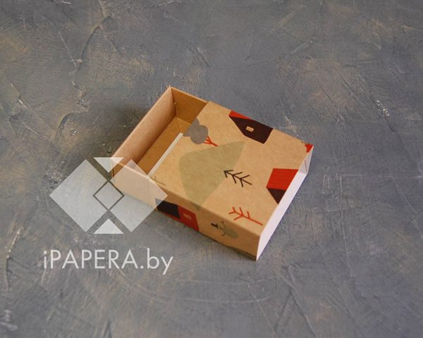 Коробка-пенал "Каток на крафте" 7*7*3 см (крафт дно)