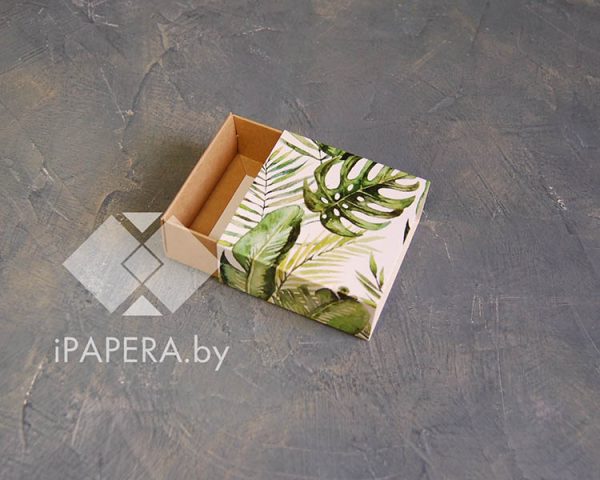Коробка-пенал "Тропики" 7*7*3 см (крафт дно)