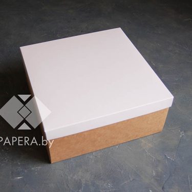 Коробка "Белая" 25*25*11 см (крафт дно)