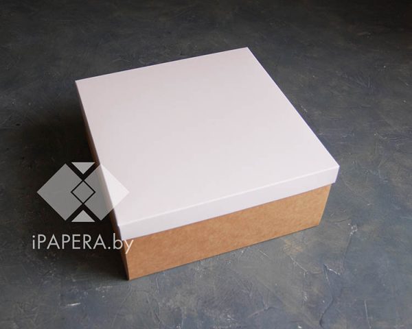 Коробка "Белая" 25*25*11 см (крафт дно)
