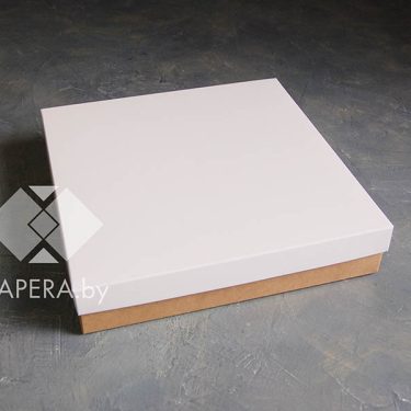 Коробка "Белая" 25*25*5 см (крафт дно)