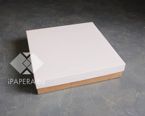 Коробка "Белая" 25*25*5 см (крафт дно)