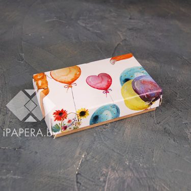 Коробка "Зверята на шариках" 10*6*2,5 см (крафт дно)