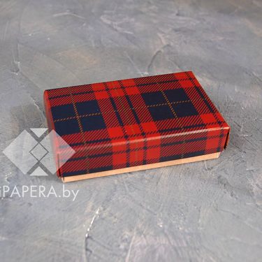Коробка "Шотландка" 10*6*2,5 см (крафт дно)