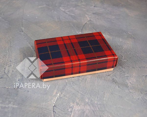Коробка "Шотландка" 10*6*2,5 см (крафт дно)