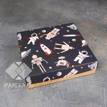 Коробка "Космос" 12*12*4 см (крафт дно)