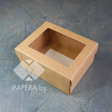 Коробка "Крафт с окном" 10*8*5 см (крафт дно)