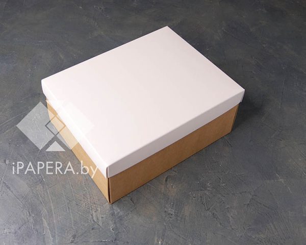 Коробка "Белая" 21*16,5*9 см (крафт дно)