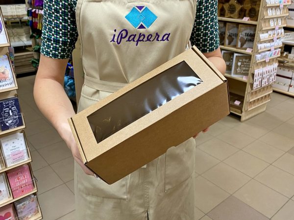 Крафт-коробка с окном 25*10*10 см