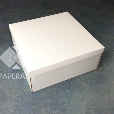 Крафт-коробка "Белая" 25*25*11 см (белое дно микрогофры)
