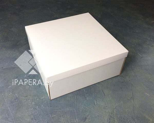 Крафт-коробка "Белая" 25*25*11 см (белое дно микрогофры)