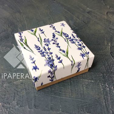 Коробка "Лаванда" 5*5*3 см с фальшбортом (крафт дно)