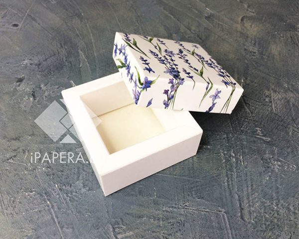 Коробка "Лаванда" 5*5*3 см с фальшбортом (белое дно) — изображение 2