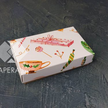Коробка "Новогоднее чаепитие" 10*6*2,5 см (крафт дно)