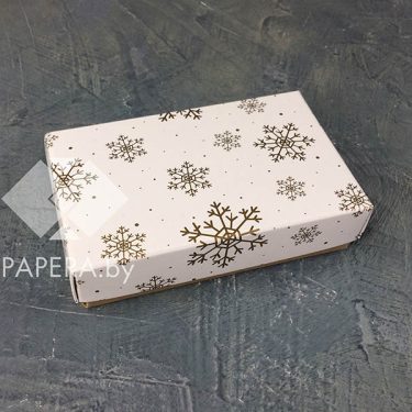 Коробка "Снежинки" 10*6*2,5 см (крафт дно)