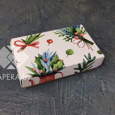 Коробка "Новогоднее настроение" 10*6*2,5 см (крафт дно)
