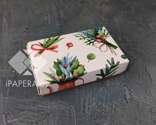 Коробка "Новогоднее настроение" 10*6*2,5 см (крафт дно)