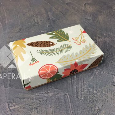 Коробка "Рождество" 10*6*2,5 см (крафт дно)