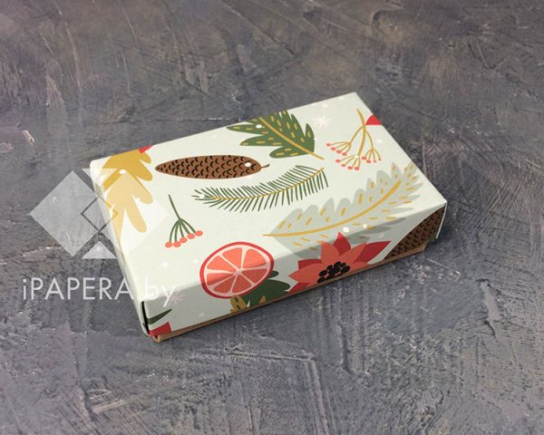 Коробка "Рождество" 10*6*2,5 см (крафт дно)