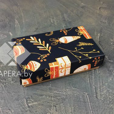 Коробка "Новогодняя ночь" 10*6*2,5 см (крафт дно)