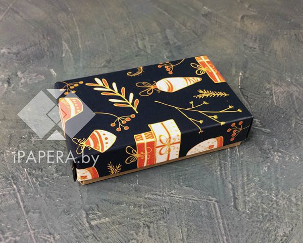 Коробка "Новогодняя ночь" 10*6*2,5 см (крафт дно)