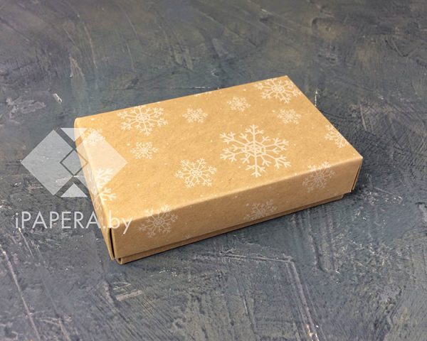 Коробка "Снежинки на крафте" 10*6*2,5 см