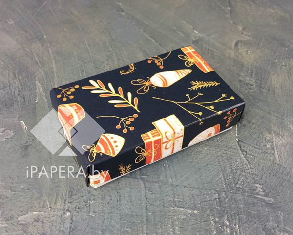 Коробка "Новогодняя ночь" 10*6*2,5 см (белое дно)